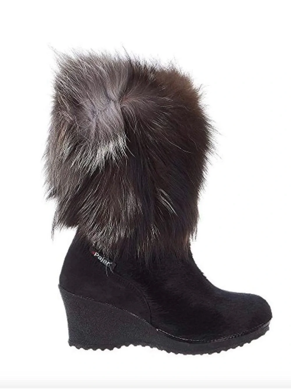 Pajar Wool Lined Fox Fur and Calf Skin Waterproof Wedge Boots Size 37